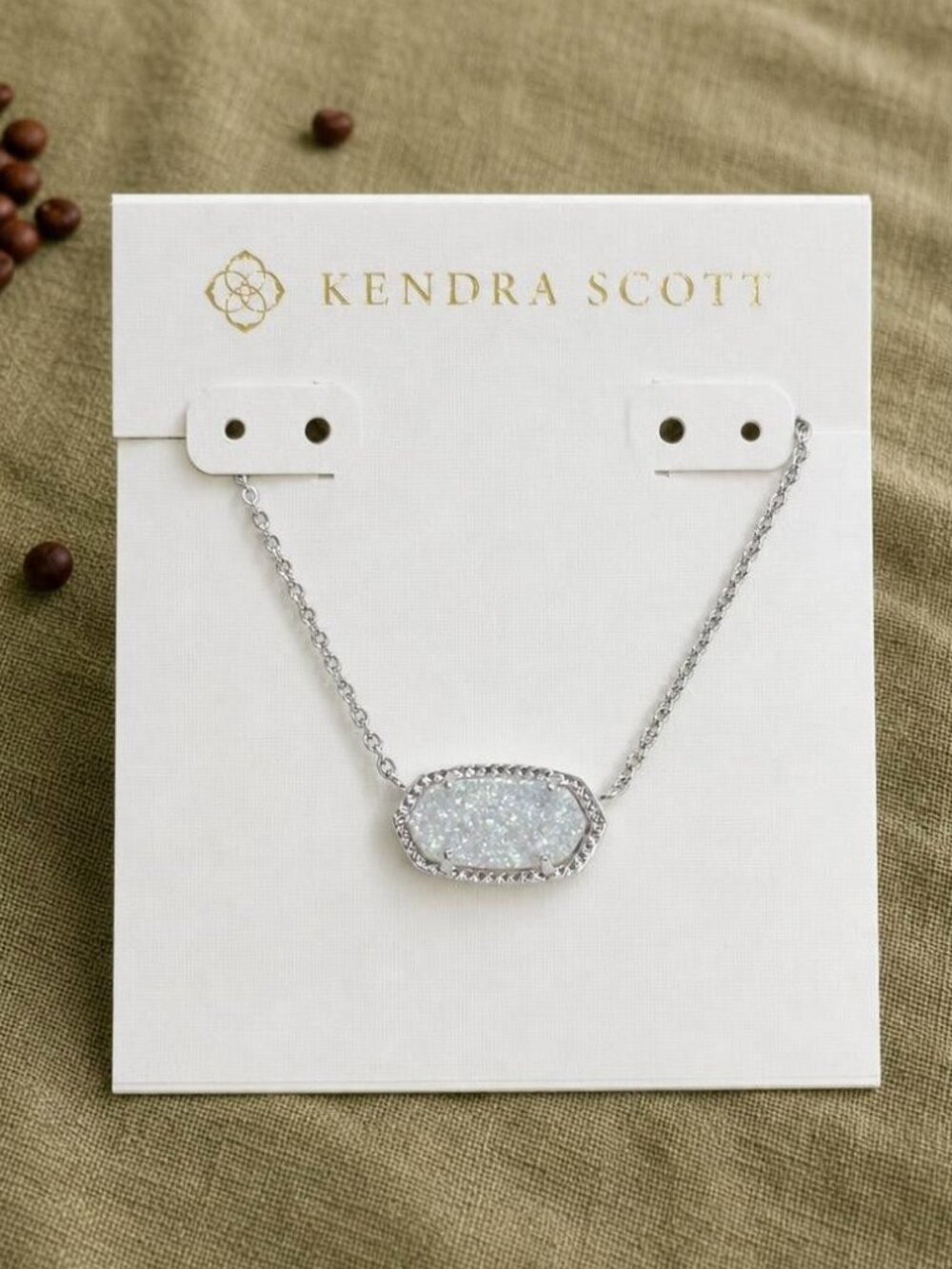 Kendra Scott Elisa Silver Iridescent Drusy Pendant Necklace